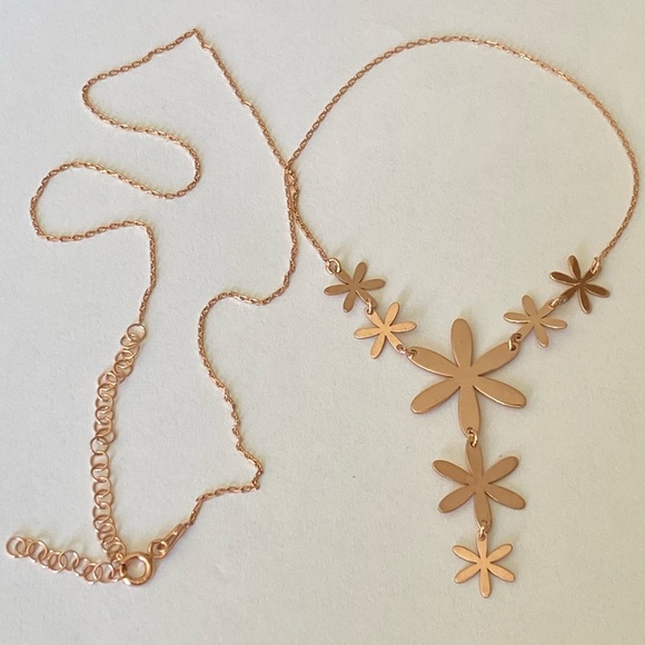 🌸925 Silver flower necklace 14k rose gold plated - Picture 5 of 6